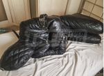 Leather quilted suit full body heavy restraint suit padded hood enclosure custom