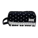 Piano Key Polka Dot Pencil Case Large Student Stationery Bag with Hand Strap