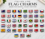 Italian Link Bracelet - Flag Charm - Choose Your Country (Silver)
