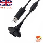 USB Charger Cable for Microsoft Xbox 360 Wireless Gamepad Controller 1.5m Black