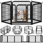 6 Pcs Metal Dog Playpen Foldable Puppy Exercise Pen Pet Fence for Medium Animals