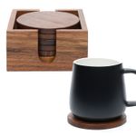 6x Wooden Coasters Acacia Round Coasters for Drinks, Coffee & Tea Table Kitchen
