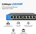 8 Port PoE Unmanaged Switch Linksys LGS108P Gigabit 50 Watt UK Plug