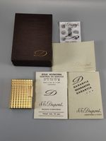 Vintage St Dupont Gas Lighter France 20u Gold Plated 4.5cmBoxed Needs new Seals