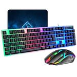 Gaming Keyboard and Mouse Set Rainbow LED Backlit USB For PC Laptop PS4 PS5 Xbox
