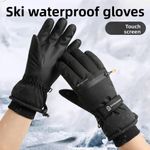 Solid Color Winter Ski Gloves Plush Touch Screen Gloves Snowboard Gloves Men