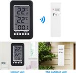 LCD Digital Thermometer Clock Indoor/Outdoor Wireless Temperature Meter Gauge UK