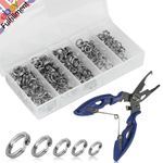 200Pcs Assorted Stainless Steel Lures Baits Hook Connector Fishing Split Rings