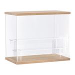 Clear Acrylic Display Case with LED Light 2 Tier 12.6x7.09x10.43 Wood