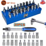 20x Oil Drain Sump Plug Key Universal Hex Square Triangle 3/8 Ratchet Wrench Kit