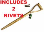 REPLACEMENT SPADE HANDLE YD D HANDLE SPARE WOODEN SHAFT SHOVEL FORK INC 2 RIVETS
