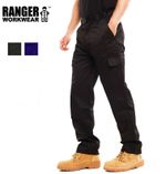 Mens Black Cargo Combat Work Trousers Work Pants Size 30 to 42 By Ranger