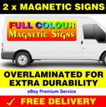 2xRECTANGULAR MAGNETIC VEHICLE SIGNS FOR CARS LORRIES VANS REMOVABLE FULL COLOUR