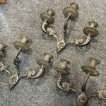 Set Of 3  Vintage Antique Sconce Candle Holders Whimsy Brass Victorian ?