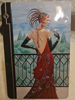 Collectable Churchills Scarlett Art Deco Embossed Tin -Flapper Lady- Free P&P