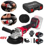 48V Cordless Angle Grinder Brushless, 125mm with 2 Batteries Charger & Discs Kit