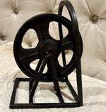 Vintage Industrial Cast Iron 6” Wheel In Bracket Frame Look