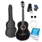 Max Soloart Classic Guitar Pack - Beginner Acoustic Guitar Starter Kit, Black