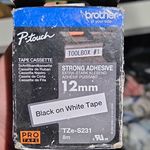 Brother TZE TZe-S231 Strong Adhesive Label Tape 12mm Black on White 8m