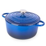 Enamelled Cast Iron Casserole Dish 24cm – Ovenproof Pot with Lid –Dark Blue