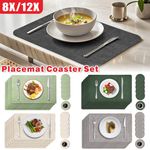 Set of 6 Placemats & 6 Coasters Rectangular Place Table Mats Heat Resistant