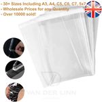 Van Der Linn CELLOPHANE CELLO BAGS SELF SEAL CARD SWEET A3 A4 C5 C6 C7 5X7 OPP