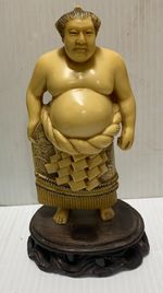 Sumo Wrestler Large Tagua Nut Carved Signed