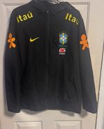 Nike Brazil CBF Black Hooded Zip Training Jacket Top, Long Sleeve, Size M