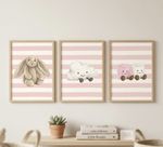 Set of 3 Jellycat Wall Art Prints Nursery Bashful Bunny Amuseable Pink Unframed