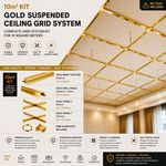 10m2 Gold Suspended Ceiling System 600mm x 600mm Suspension Metal Grid  No Tiles