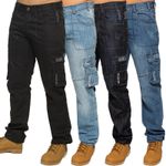 Enzo Combat Jeans Mens Cargo Denim Trousers Casual Work Pants All UK Waist Sizes