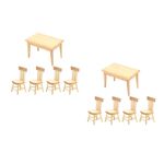 Ivory Wood Mini Table Chair Set 2Sets Playhouse Mini Furniture Model