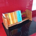 Vintage Rustic Wavy Edge Wooden Book Trough Stand Old World Cottage Charm.