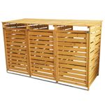 Wheelie Bin Storage Triple Wooden Natural Outdoor Lockable Shed - Recycling