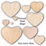 Wooden Heart Shapes 1-10cm Plywood Craft DIY Decorations Laser Cut Unfinished