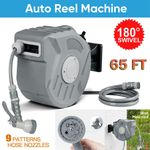 Wall Mounted Garden Patio Hose Reel Retractable Auto Rewind Pipe 180° Swivel