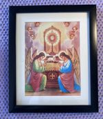 Catholic Art Print Adoration of the Blessed Sacrament . Picture. Framed.