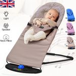 Newborn Baby Bouncer Infant Speaker Colorful Lights Foldable Chair Rocking Seat