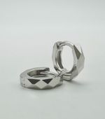 Solid 925 Sterling Silver 8mm Diamond Cut Hinged Earring Mens&Women New Pair