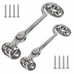 Cabin Hook Eye Door Hold Back Open Gate SILENT Anti Rattle POL CHROME +Screws