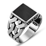 Onyx Men silver ring Handmade Pure 925 SILVER men Ring Onyx stone wedding