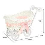 GIRLS BOYS PRAM BASKET GIFT LARGE WICKER STYLE HAMPER NEW BORN BABY SHOWER PARTY
