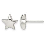 Real 925 Sterling Silver Polished 12x11mm Star Earrings Nature Solid