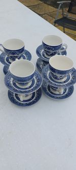 16 Pcs Broadhurts Blue And White Cups &saucers Sets In Good Condition £45