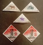 Lundy Island stamps x5, MNH, Europa overprints, Great Britain stamps 
