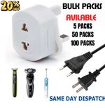 1-100 Pack European 2 Pin To UK 3 Pin Plug Adaptor Convertor Travel Plug Socket