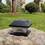 Solar Powered LED Deck Post Light Garden Cap Square Fence Landscape Lamp