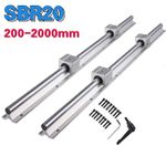 2X SBR20 200-2000mm Fully Supported Linear Rails Shaft Rod & 4X SBR20UU UK Stock