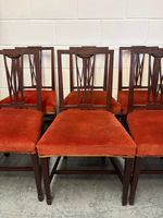 Set of Six 19th century Elegant mahogany dining chairs with Rust coloured seats