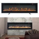 Electric 50" Insert/Wall Mounted LED Fireplace Wall Inset Into Fire Freestanding